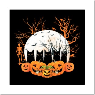 Black Cats and Jack O Lanterns Halloween Funny Posters and Art